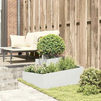Tuin Bloempot Wit 80 x 80 x 50 cm Koudgewalst staal 4