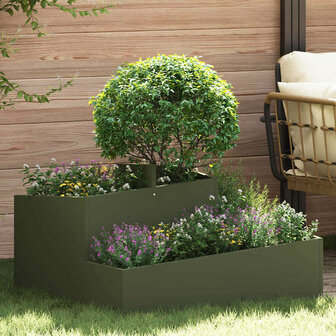 Tuin Bloempot Olijfgroen 80 x 80 x 50 cm Koudgewalst staal 1