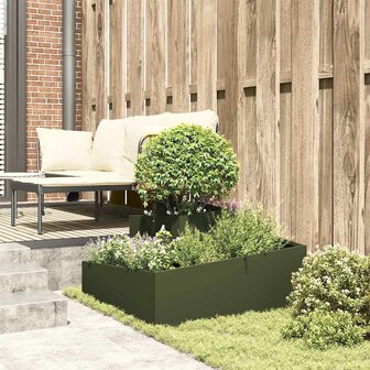 Tuin Bloempot Olijfgroen 80 x 80 x 50 cm Koudgewalst staal 4