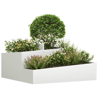 Tuin Bloempot Wit 100 x 100 x 50 cm Staal 3