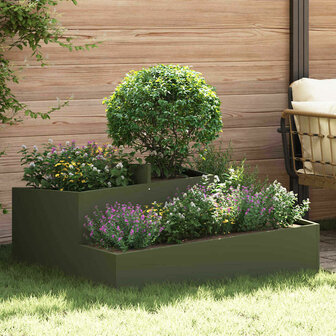 Tuin Bloempot Olijfgroen 100 x 100 x 50 cm Staal 1