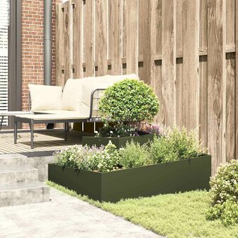 Tuin Bloempot Olijfgroen 100 x 100 x 50 cm Staal 4