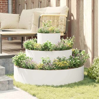 Tuin Bloempot Wit 90 x 90 x 20 cm Staal 4