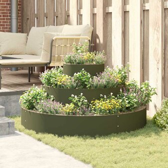 Tuin Bloempot Olijfgroen 120 x 120 x 20 cm Staal 4