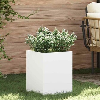 Tuin Bloempot Wit 32 x 32 x 40 cm Koudgewalst staal 1