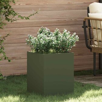 Tuin Bloempot Olijfgroen 32 x 32 x 40 cm Koudgewalst staal 1