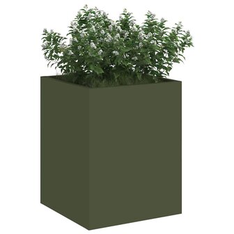 Tuin Bloempot Olijfgroen 32 x 32 x 40 cm Koudgewalst staal 3