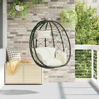 Hangstoel Eivorm zonder Steun Cr&egrave;me Wit van Poly Rattan 1