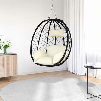 Hangstoel Eivorm zonder Steun Cr&egrave;me Wit van Poly Rattan 2