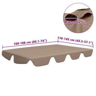 Vervangingsluifel voor schommelbank 188/168x145/110 cm taupe 6
