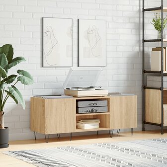 Platenkast 121x38x48 cm bewerkt hout sonoma eikenkleurig 1