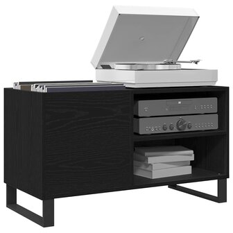 Platenkast met plank Zwart eiken 85 x 38 x 48 cm Bewerkt hout 3