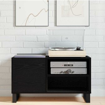 Platenkast met plank Zwart eiken 85 x 38 x 48 cm Bewerkt hout 4