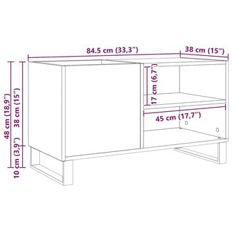 Platenkast met plank Zwart eiken 85 x 38 x 48 cm Bewerkt hout 9