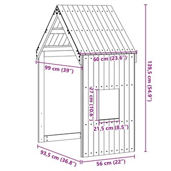 Kinderbedhuisje 60x99x139,5 cm massief grenenhout wit 9