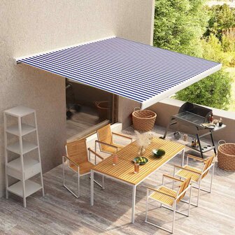  Luifeldoek 350x250 cm canvas blauw en wit 1