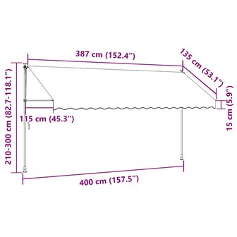 Luifel handmatig uittrekbaar 400 cm antraciet 8
