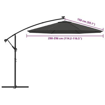 Vervangingsdoek voor zweefparasol 300 cm antracietkleurig 8