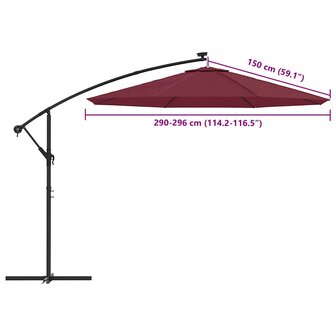 Vervangingsdoek voor zweefparasol 300 cm bordeauxrood 8