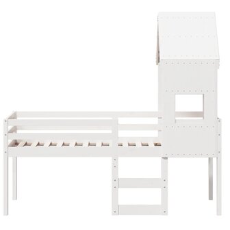 Hoogslaper met dak massief grenenhout wit 90x190 cm 4