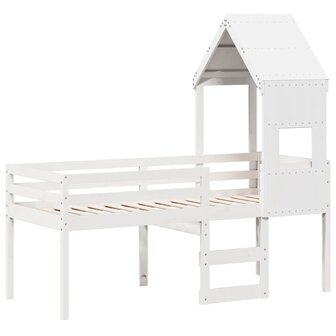 Hoogslaper met huisje 75x190 cm massief grenenhout wit 3
