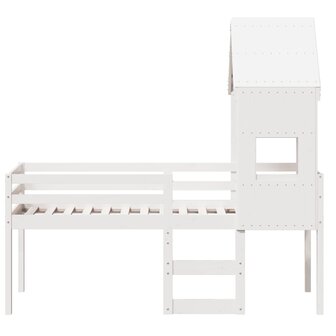 Hoogslaper met huisje 75x190 cm massief grenenhout wit 4