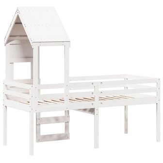 Hoogslaper met huisje 75x190 cm massief grenenhout wit 8