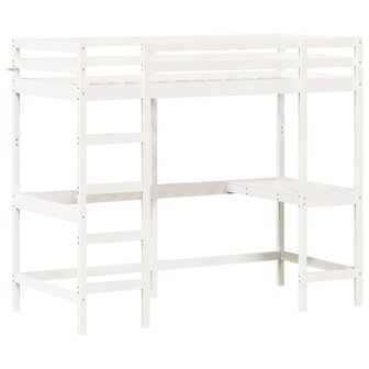 Hoogslaper met bureau massief grenenhout wit 90x200 cm 3