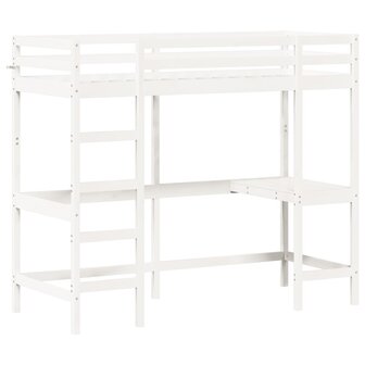 Hoogslaper met bureau massief grenenhout wit 80x200 cm 3