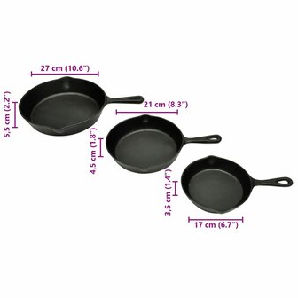 Gietijzeren koekenpannen set 3-dlg 4
