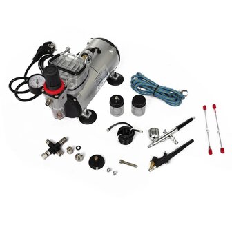 Airbrush-compressorset met 2 pistolen   2