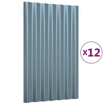 Dakpanelen 12 st 60x36 cm gegalvaniseerd staal grijs 2