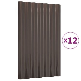 Dakpanelen 12 st 60x36 cm gegalvaniseerd staal bruin 2