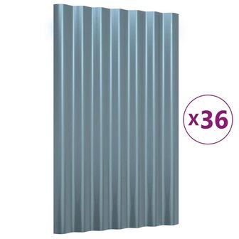 Dakpanelen 36 st 60x36 cm gepoedercoat staal grijs 2