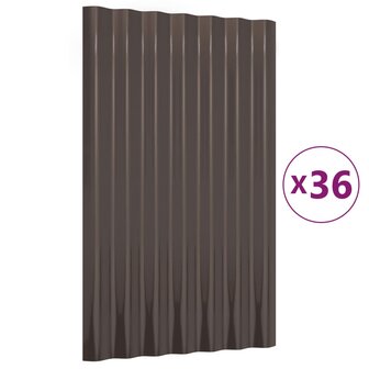 Dakpanelen 36 st 60x36 cm gepoedercoat staal bruin 2