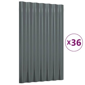 Dakpanelen 36 st 60x36 cm gepoedercoat staal antracietkleurig 2