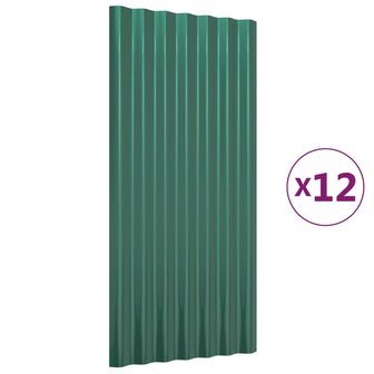 Dakpanelen 12 st 80x36 cm gepoedercoat staal groen 2