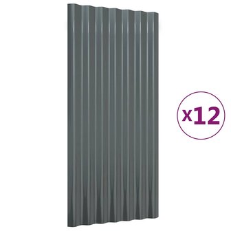 Dakpanelen 12 st 80x36 cm gegalvaniseerd staal antracietkleurig 4