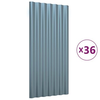Dakpanelen 36 st 80x36 cm gegalvaniseerd staal grijs 2