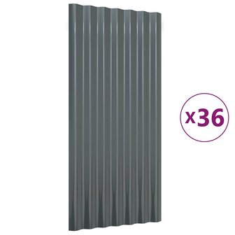 Dakpanelen 36 st 80x36 cm gepoedercoat staal antracietkleurig 2