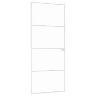 Binnendeur 83x201,5 cm gehard glas en aluminium smal wit 2