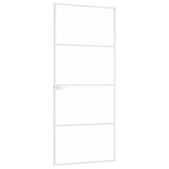 Binnendeur 83x201,5 cm gehard glas en aluminium smal wit 4