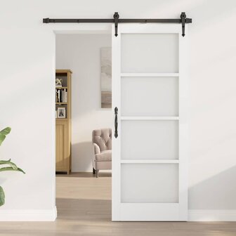 Binnendeur met Glas Wit 78 x 202 cm Massief grenenhout en glas 1