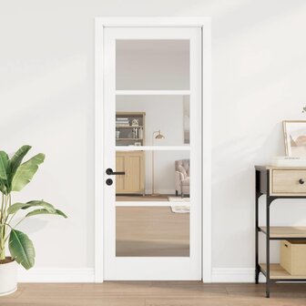 Binnendeur met Glas Wit 78 x 202 cm Massief grenenhout en glas 3