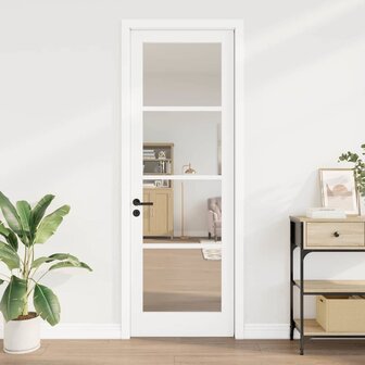 Binnendeur met Glas Wit 78 x 232 cm Massief grenenhout en glas 1