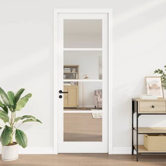 Binnendeur met Glas Wit 83 x 232 cm Massief grenenhout en glas 1