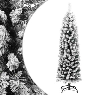 Kunstkerstboom met sneeuw smal 150 cm PVC groen 1