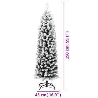 Kunstkerstboom met sneeuw smal 150 cm PVC groen 7