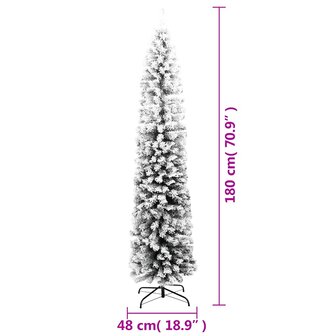 Kunstkerstboom met sneeuw smal 180 cm PVC groen 7
