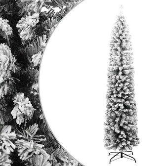 Kunstkerstboom met sneeuw smal 210 cm PVC groen 1